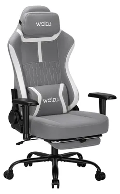 Obrázek produktu pro Herní židle – Ergonomická kancelářská židle – Nastavitelné područky – Bederní opěrka – Nastavitelná výška sedáku – Nastavitelná opěradlo – Otočná o 360° – Šedá barva