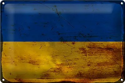 Produktbild von Blechschild Flagge Ukraine 30x20cm Flag of Ukraine Rost