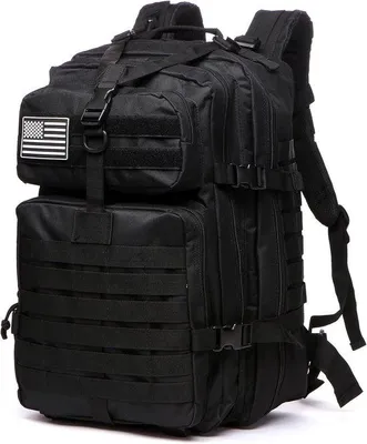 Immagine prodotto di Borsa in nylon da 50 litri per attività all'aperto, uso militare, sport tattici, campeggio ed escursionismo (nera)