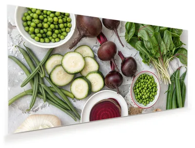 Produktbild von Glasbild 80x40cm in XXL für Wohnzimmer, Schlafzimmer Motiv Frisches Gemüse Teller