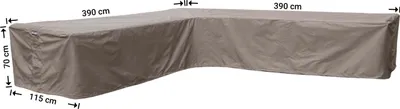 Produktbild von Raffles Covers Loungemöbel Abdeckschutz L-Form 390 x 390 x 115 H: 70 cm | Atmungsaktiv | Wasserdicht | UV-beständig | Elastischer Kordelzug