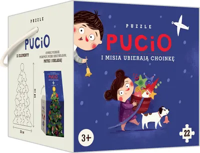 Produktbild von Puzzle 22 elementy. Pucio i Misia ubierają choinkę