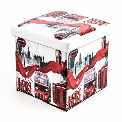 Produktbild von Polsterhocker, Kunstleder, Sitzhocker faltbar, mit Stauraum im Würfel, Maße 38 x 38 cm, London-Design