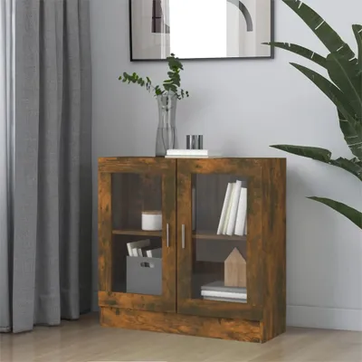 Image de Maison Exclusive - Vitrine en chêne fumé 82,5 x 30,5 x 80 cm Matériau dérivé du bois