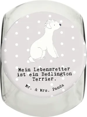 Produktbild von Mr. & Mrs. Panda Leckerli Glas Hund Bedlington Terrier Lebensretter XL 2000ml - Grau Pastell - Geschenk, Keksdose, Bonbonglas, Tierfutterbehälter, Vorratsglas, Dose