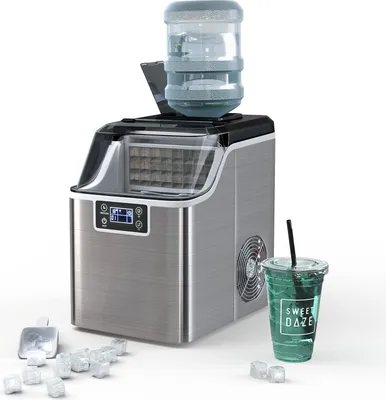 Produktbild von 3,2L Eiswürfelbereiter, Ice Maker 24 Eiswürfel in 15 min, Eiswürfelmaschine 18 kg/24h, Eismaschine mit Selbstreinigungsfunktion, inkl. 2.3L Eislagerraum & 24H Timer, Silber