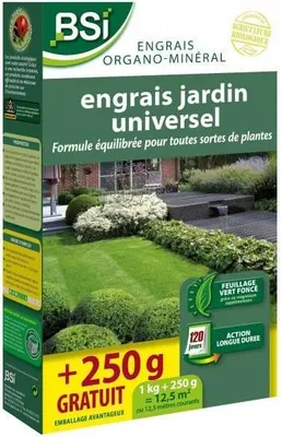Immagine prodotto di Fertilizzante universale biologico BSI, piante multiple, prato, ortaggi, fiori, effetto a lunga durata, 1,25 kg per 12,5 m²
