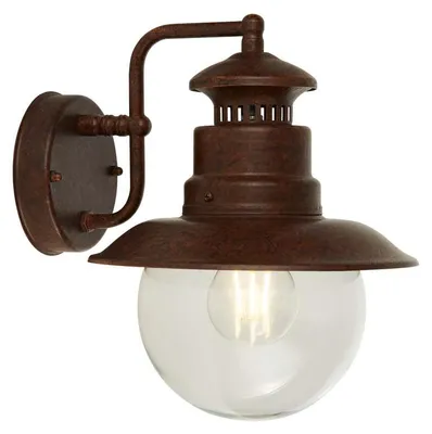 Zdjęcie produktu dla STATION 1-flammig OUTDOOR WALL/PORCH LIGHT - RUSTIC BROWN mit Glas klar