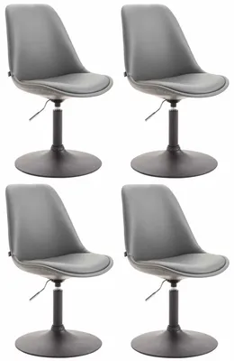 Produktbild von CLP 4er Set Esszimmerstühle Maverick Kunstleder drehbar und stufenlos verstellbar grau Gestell Farbe schwarz