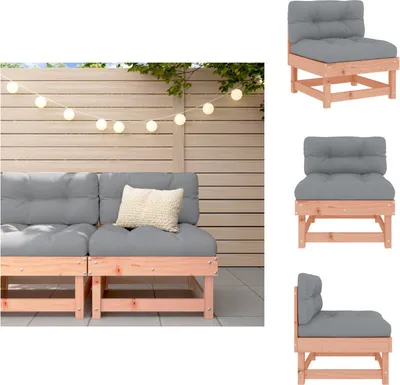 Produktbild von vidaXL Mittelsofa mit Kissen Massivholz Douglasie - Gartensofaelemente
