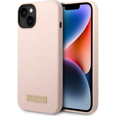 Produktbild von Guess Silikon-Logoplatte MagSafe - Hülle für iPhone 14 (Rosa)