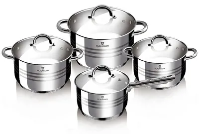 Image de Ensemble de batterie de cuisine en acier inoxydable, 8 pièces, gamme Jumbo Gourmet