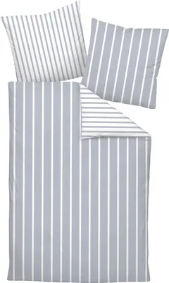 A set of bedding with a striped pattern.