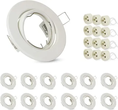 Obrázek produktu pro ZMH 12ER GU10 sada rámečků pro vestavbu - bílá Rámeček pro vestavné světlo Zásuvky GU10 230V s paticí Průměr otvoru 50 mm Vestavné světlo kulaté