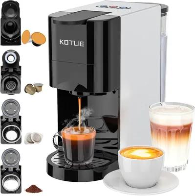 Produktbild von Kapselkaffeemaschine - Espressomaschine - Schnellkaffeemaschine - 4-in-1-Funktionalität - 800 ml Wassertank - Schwarz