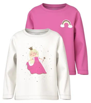 Immagine prodotto di NAME IT, top da bambina, modello Nmfveen 2P Ls Nreg, colore Cloud Dancer, taglia 92 (confezione da 2)