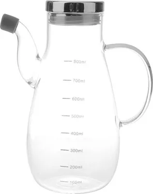 Image de Carafe à huile et à vinaigre en verre de 800 ml avec bec verseur pour la cuisine