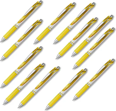 Produktbild von 12x PENTEL EnerGel Gelschreiber BL77 medium Schreibfarbe GELB