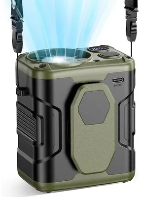 Obrázek produktu pro Přenosný ventilátor, baterie 10 000 mAh, 5 rychlostních stupňů, zelený