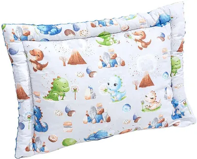 Produktbild von Decke und Kissen für Kindergartenkinder – Kindergarten-Bettwäsche-Set – Dino Land & Jeans Minky