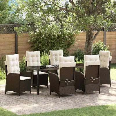 Image de Mobilier d'extérieur exclusif - Ensemble de jardin pour 7 personnes, couleur marron, en résine tressée
