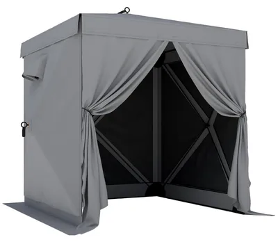 Image de Pavillon de jardin pliable avec moustiquaire | Couleur : Gris foncé | Dimensions : 185 x 185 x 205 cm