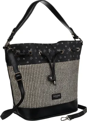 Produktbild von David Jones | Modische Tasche, mit dekorativem Einsatz, Schwarz, 14x34x16 cm