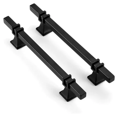 Produktbild von 10 Stück Küchengriffe Schwarz, 128 mm Griffe für Küchenschränke, Edelstahl und Zink Möbelgriffe Schwarz, Moderne Türgriffe für Möbel
