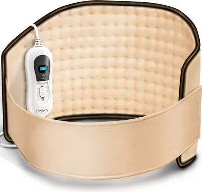 Immagine prodotto di sinnlein cuscino riscaldante elettrico beige per pancia e schiena | cintura riscaldante con 3 impostazioni di temperatura e spegnimento automatico | cintura riscaldante con cinghia regolabile e chiusura in velcro