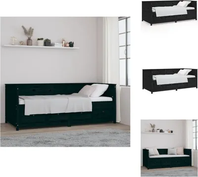 Produktbild von vidaXL Tagesbett Schwarz 90x200 cm Massivholz Kiefer -  Betten & Bettgestelle