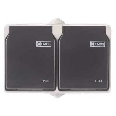 Obrázok produktu pre Zásuvka nástenná dvojitá, šedo-čierna, IP44 70958