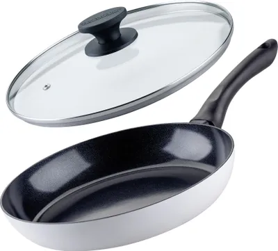 Produktbild von FACKELMANN Bratpfanne Arcadalina - 2-teiliges Set Ø28cm, Antihaft Keramikpfanne, inklusive Glasdeckel, für alle Herdarten und Backofenfest bis +150°C