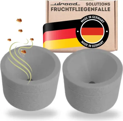 Produktbild von 2X Fruchtfliegenfalle OHNE Gift Germany Lebendfalle für Küche Bad Wohnmobil Obstfliegenfalle wiederverwendbar GRAU