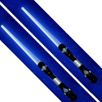 Produktbild von 2 Stück tevenger XXL Lichtschwert Laserschwert Licht Sound Vibration 108 cm Schwert Kostüm Verkleidung Kinder Blau