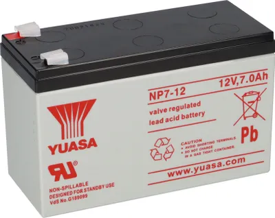 Zdjęcie produktu dla Akumulator kwasowo-ołowiowy Yuasa NP7-12 Pb 12V 7Ah VdS, faston 4,8mm