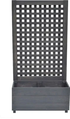 Produktbild von Blumenkasten mit Rankgitter Rankhilfe Rankkasten Pflanzkasten Blumentopf  Holz Grau 160x80cm