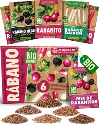 Imagen del producto de ZenGreens® Semillas Eco de Rábano – Set 6 Variedades de Polinización Libre