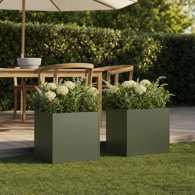 Immagine prodotto di Maison Exclusive - Vasi da giardino, confezione da 2, color verde oliva, 25 x 25 x 25 cm