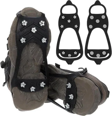 Productafbeelding van Spikes - Antislipkettingen - Antislipkettingen voor schoenen - Spikes voor schoenen - Spikes voor sneeuwomstandigheden - Stalen spikes voor extra grip op ijs en sneeuw - geschikt voor wandelen, klimmen en bergwandelingen