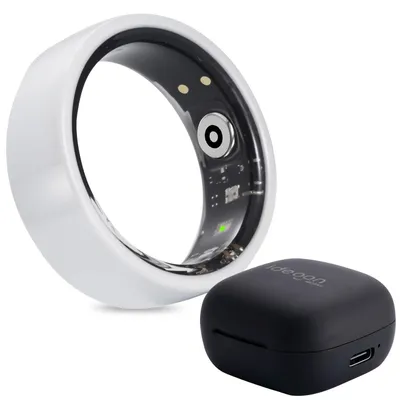 Produktbild von Smart-Ring Grösse 65, weiss – Fitness & Schlaf Tracker aus Keramik, wasserdicht (IP68) – Inkl. Ladebox & er App