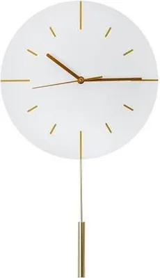 Zdjęcie produktu dla WYMIENNY ZEGAR PLATYNOWY LARK WHITE, cichy mechanizm, stylowe wahadło
