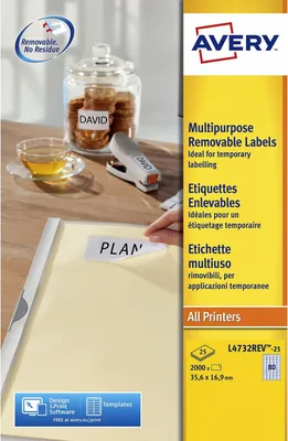Image de AVERY L4732REV-25 AVERY Etiquette multi-usage, enlevable, 35,6 x 16,9 mm