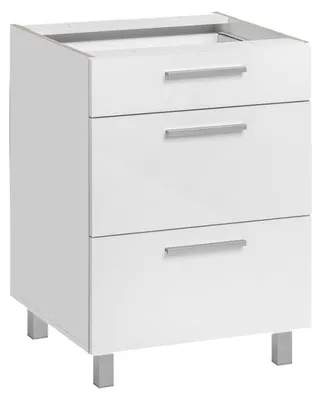 Image de Meuble bas de cuisine avec 3 tiroirs "Salma" - Blanc - L 60 x H 81 cm