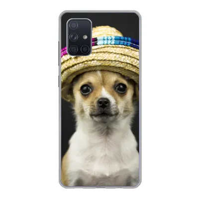 Produktbild von MuchoWow® Handyhülle Schutzhülle Hülle für Samsung Galaxy A51 Hund - Sombrero - Schwarz Silikon Softcase Handy Hülle - Schutzabdeckung