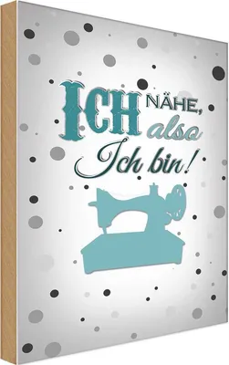 Produktbild von vianmo Holzschild 30x20 cm ich nähe also bin Dekoration