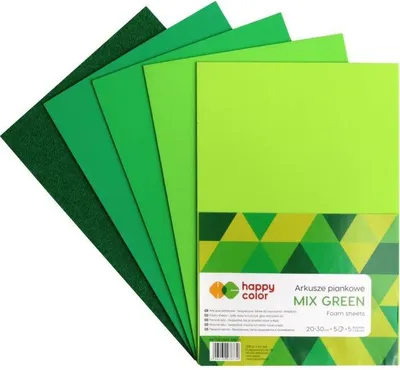 Zdjęcie produktu dla Arkusze Piankowe A4/ 5 Ark./5 Kol. Mix Green  8730