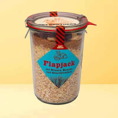 Produktbild von Leckere Hafer Müsliriegel Flapjack Backmischung im Weck-Glas