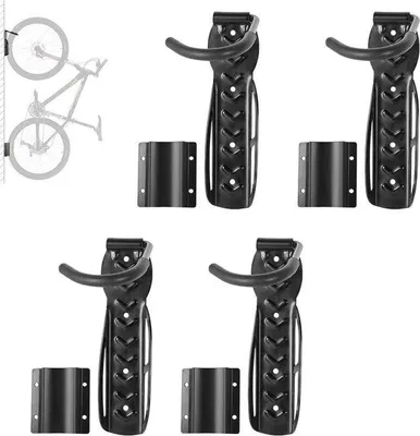 Produktbild von Famanu Fahrrad Wandhalterung Set von 4 - Wandhaken für Fahrräder mit Hinterradhalterung - Aufbewahrung für Zuhause oder Garage
