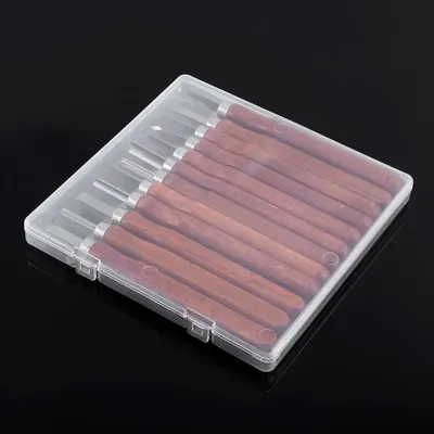 Image de Omgoods - Ensemble de 12 couteaux à bois avec lames en acier au carbone et manches en bois