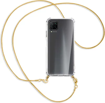 Produktbild von Handykette Backcover-Schutzhülle mit Band (Metall goldfarben) für Huawei P40 lite - goldfarbene Kette Snake